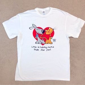 The Humane Society Pet Lover Graphic Tee Adult Large White Dog Cat Adopt Love